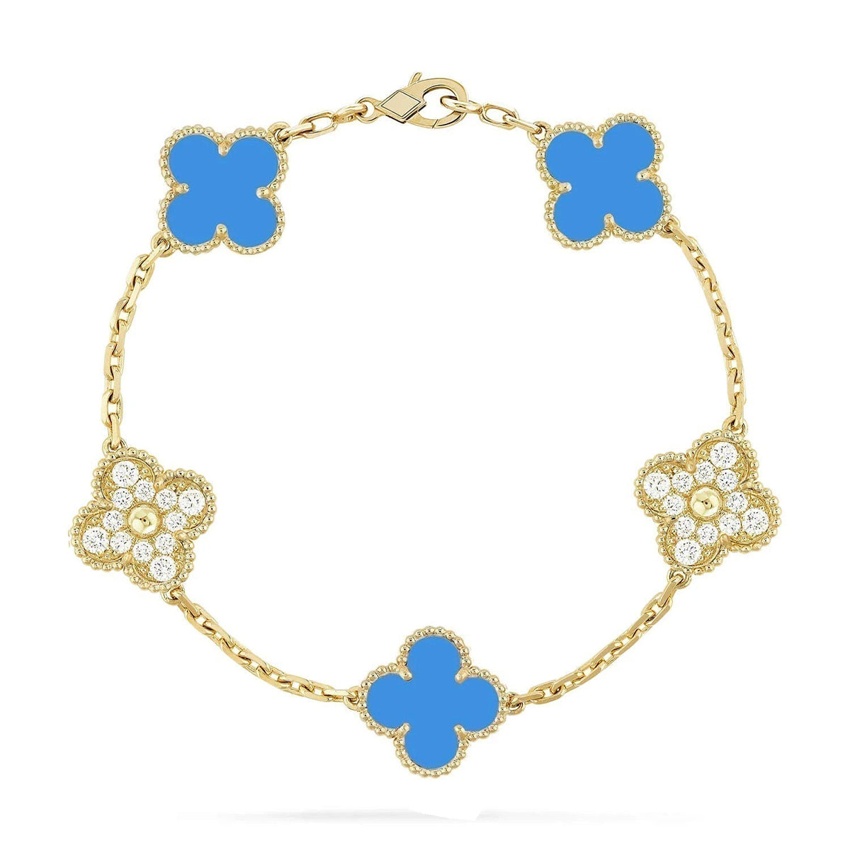 [Lumina] CLOVER 5 MOTIF BLUE AGATE BRACELET COLLECTION