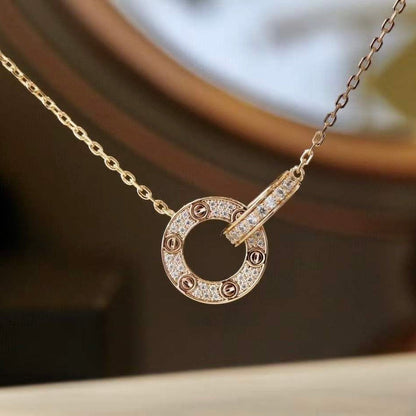 [Lumina]LOVE 7.6MM NECKLACE Lumina GOLD AND SILVER  FULL DIAMOND