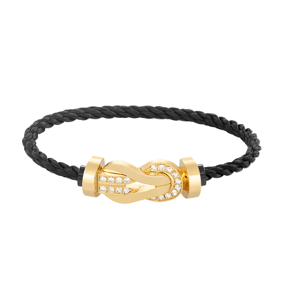 [Lumina]CHANCE LARGE 8 FIGURE BUCKLE HALF DIAMOND BRACELET GOLD