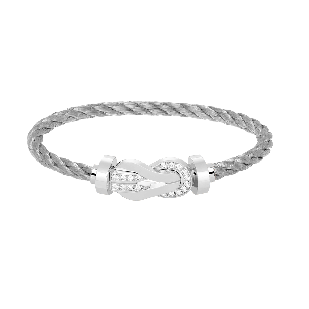 [Lumina]CHANCE LARGE 8 FIGURE BUCKLE HALF DIAMOND BRACELET SILVER