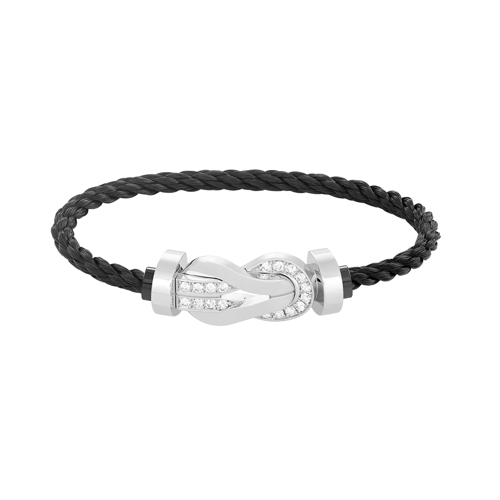 [Lumina]CHANCE LARGE 8 FIGURE BUCKLE HALF DIAMOND BRACELET SILVER