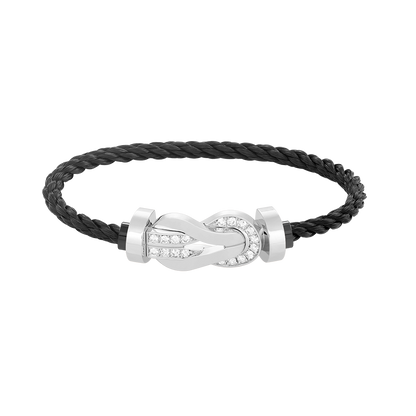 [Lumina]CHANCE LARGE 8 FIGURE BUCKLE HALF DIAMOND BRACELET SILVER
