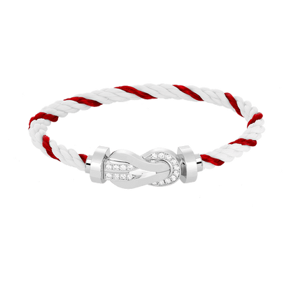 [Lumina]CHANCE LARGE 8 FIGURE BUCKLE HALF DIAMOND BRACELET SILVER