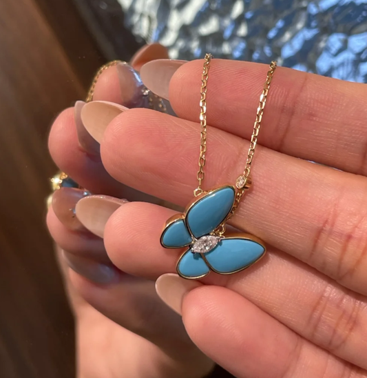 [Lumina]Turquoise Butterfly Gold Necklace