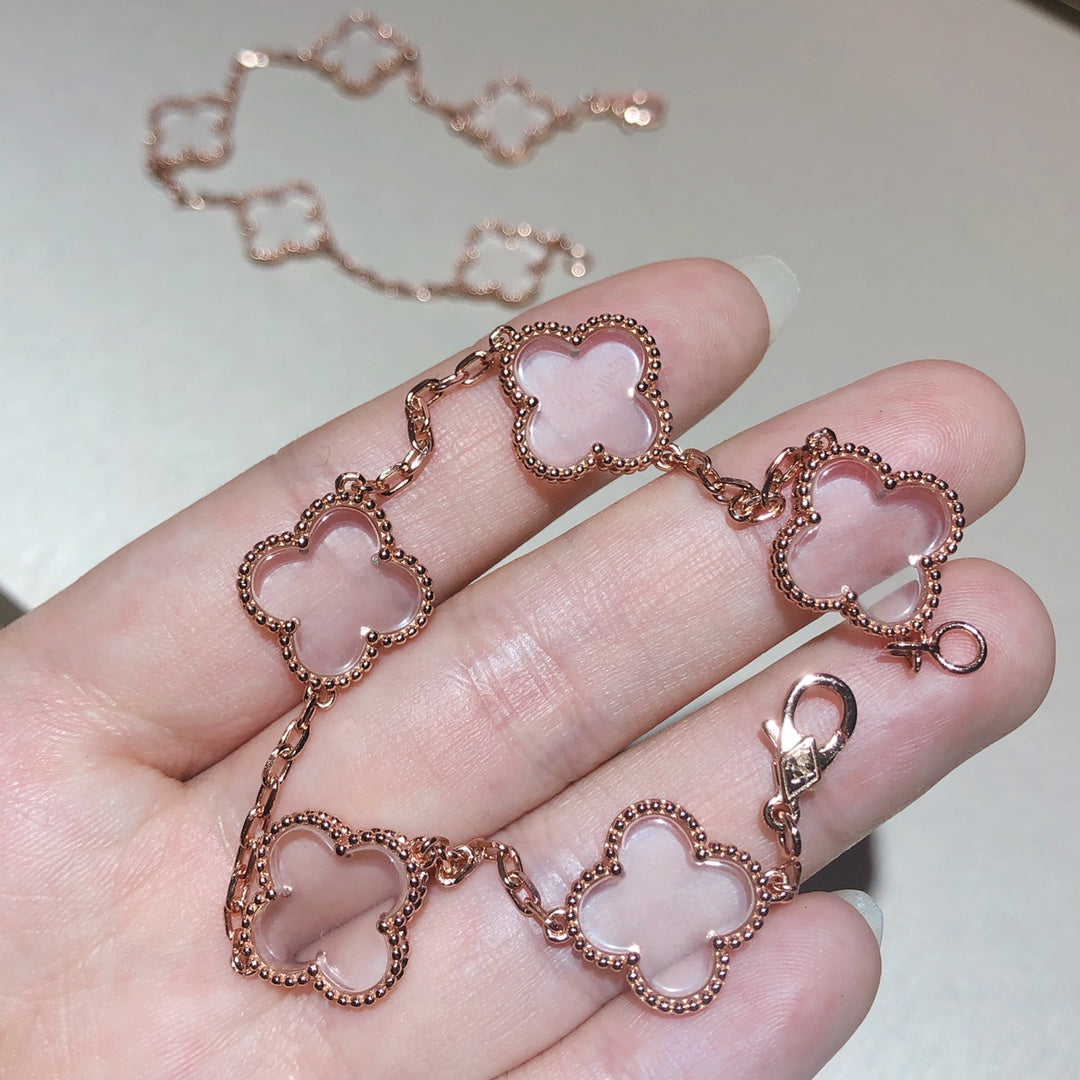 [Lumina]CLOVER 5 MOTIF ROCK CRYSTAL BRACELET