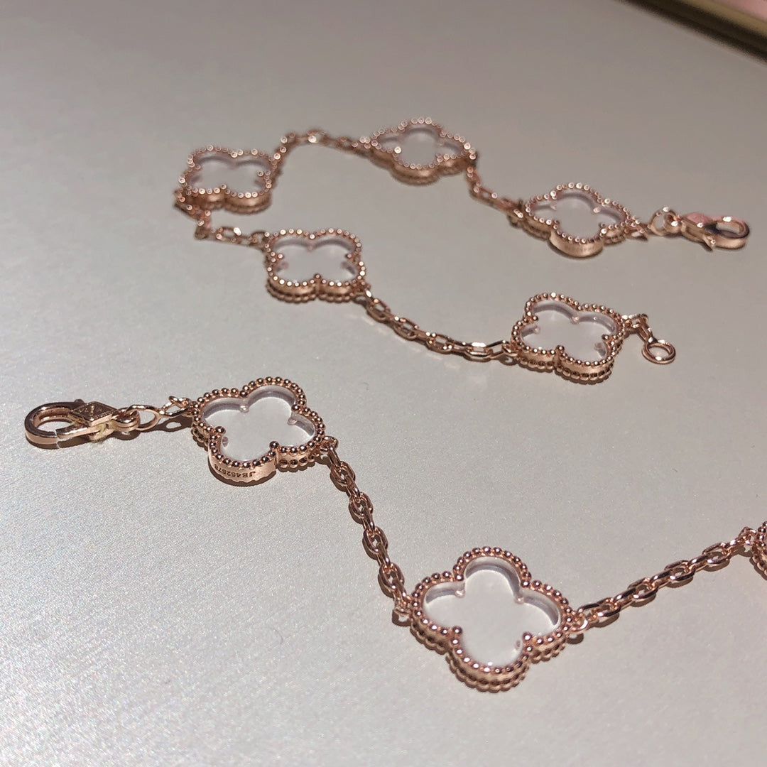[Lumina]CLOVER 5 MOTIF ROCK CRYSTAL BRACELET