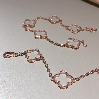 [Lumina]CLOVER 5 MOTIF ROCK CRYSTAL BRACELET
