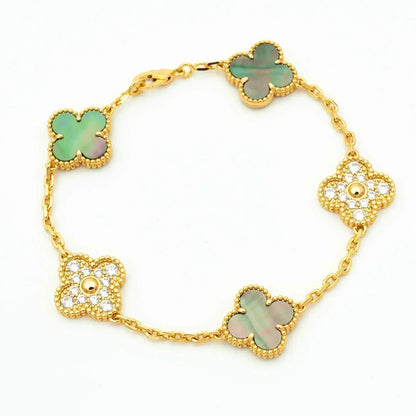 [Lumina] CLOVER 5 MOTIF GRAY MOP BRACELET COLLECTION
