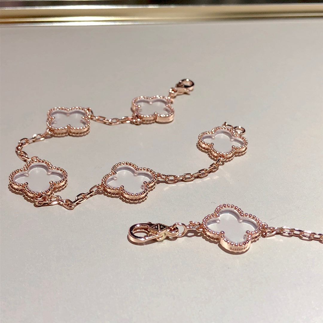 [Lumina]CLOVER 5 MOTIF ROCK CRYSTAL BRACELET