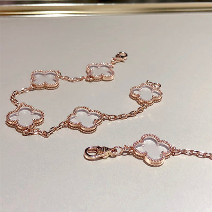 [Lumina]CLOVER 5 MOTIF ROCK CRYSTAL BRACELET