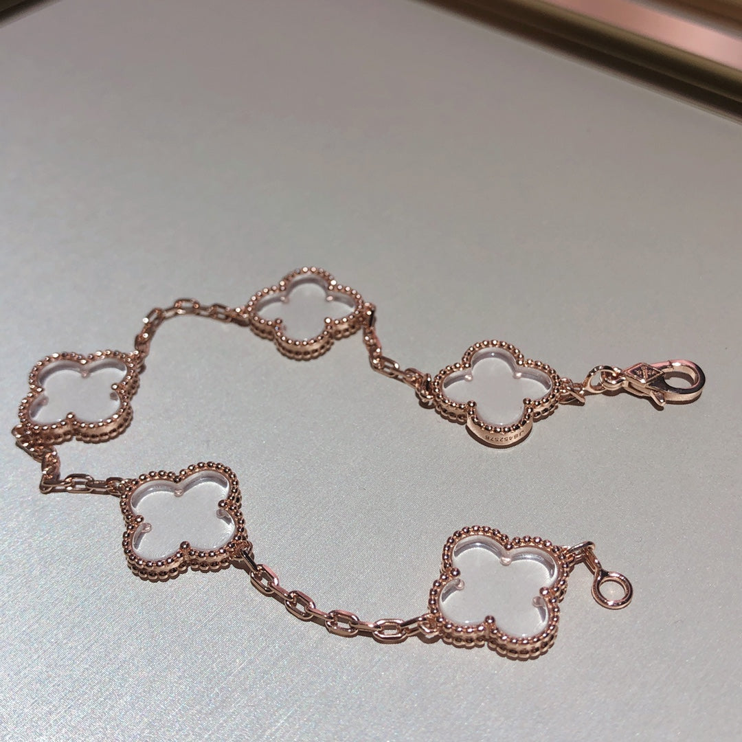 [Lumina]CLOVER 5 MOTIF ROCK CRYSTAL BRACELET