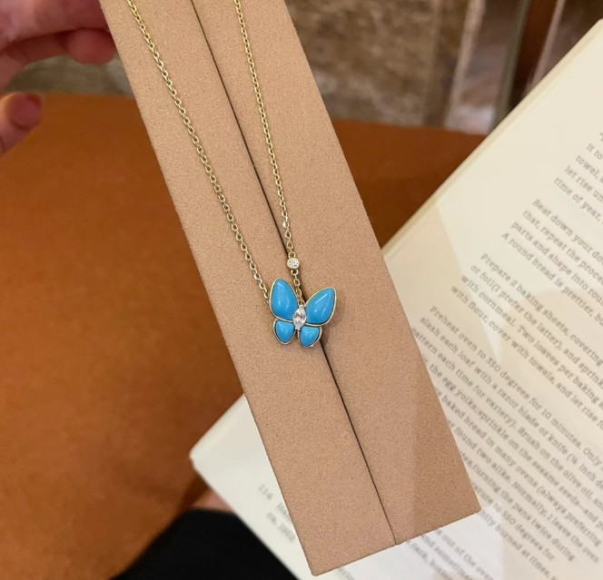 [Lumina]Turquoise Butterfly Gold Necklace