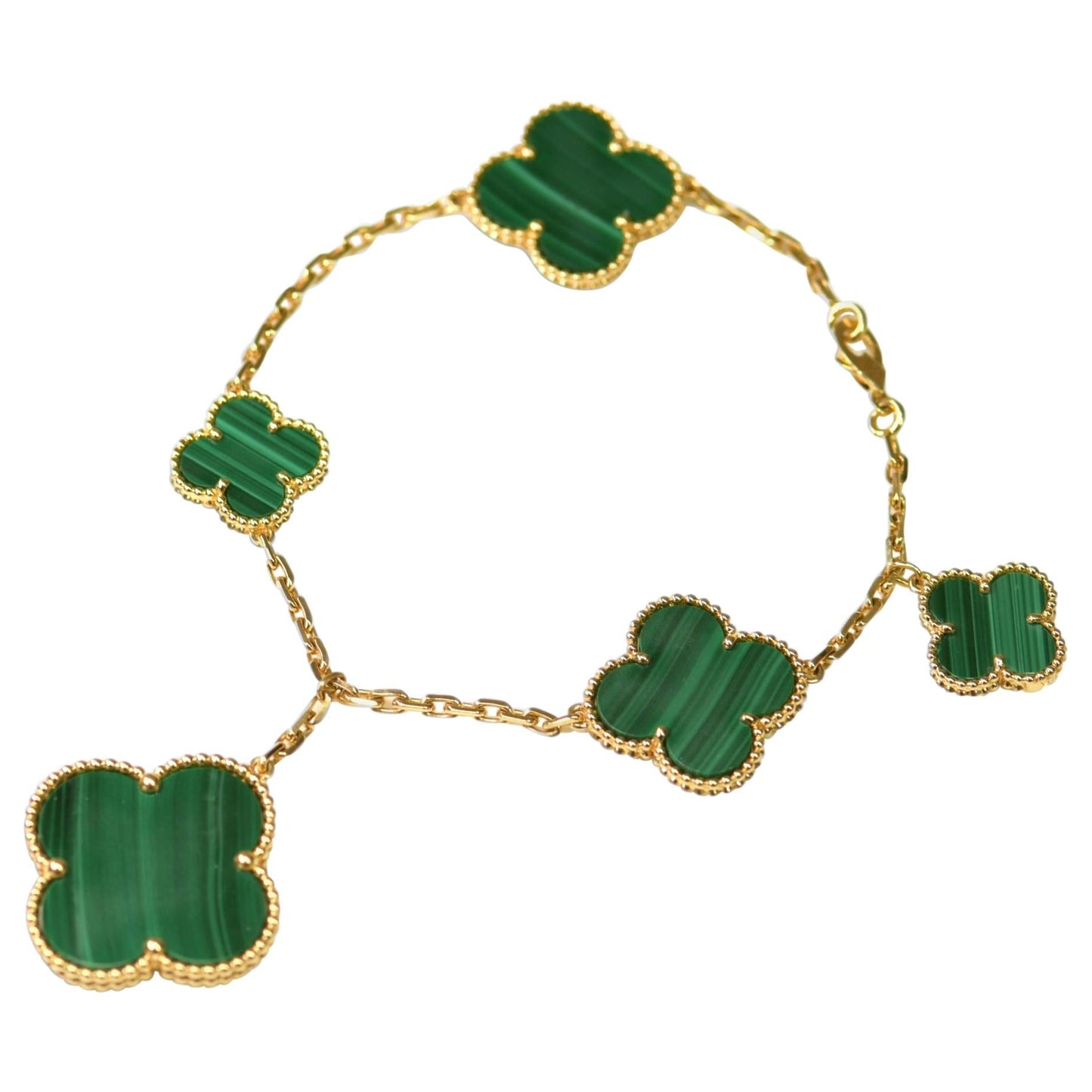 [Lumina]MAGIC CLOVER MALACHITE GOLD BRACELET 5 MOTIFS