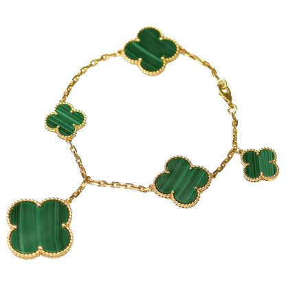 [Lumina]MAGIC CLOVER MALACHITE GOLD BRACELET 5 MOTIFS