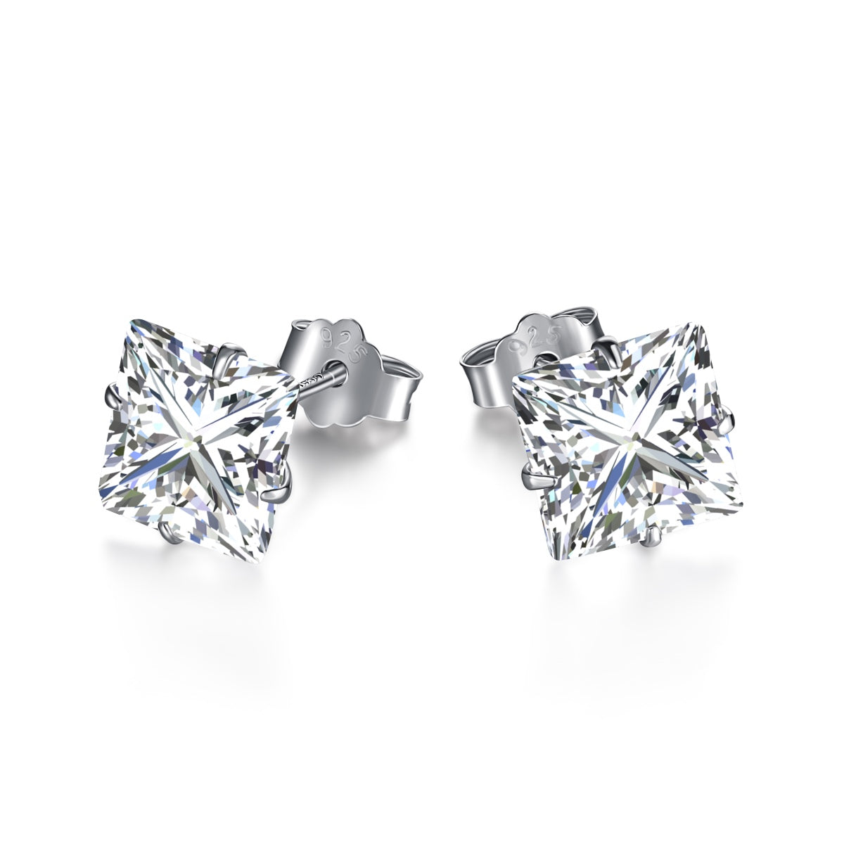 [Lumina Jewelry]Stylish Shiny Square Center Stone Stud Earrings