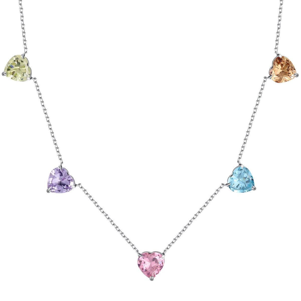 [Lumina Jewelry]Sparkling Colorful Heart Cut Necklace