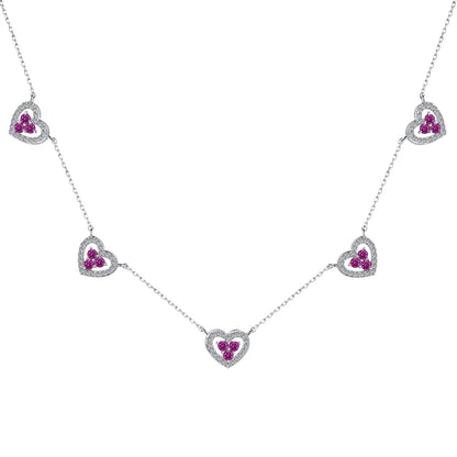 [Lumina Jewelry]Sparkling Five Heart Necklace