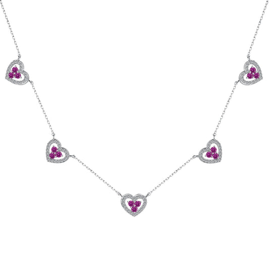 [Lumina Jewelry]Sparkling Five Heart Necklace