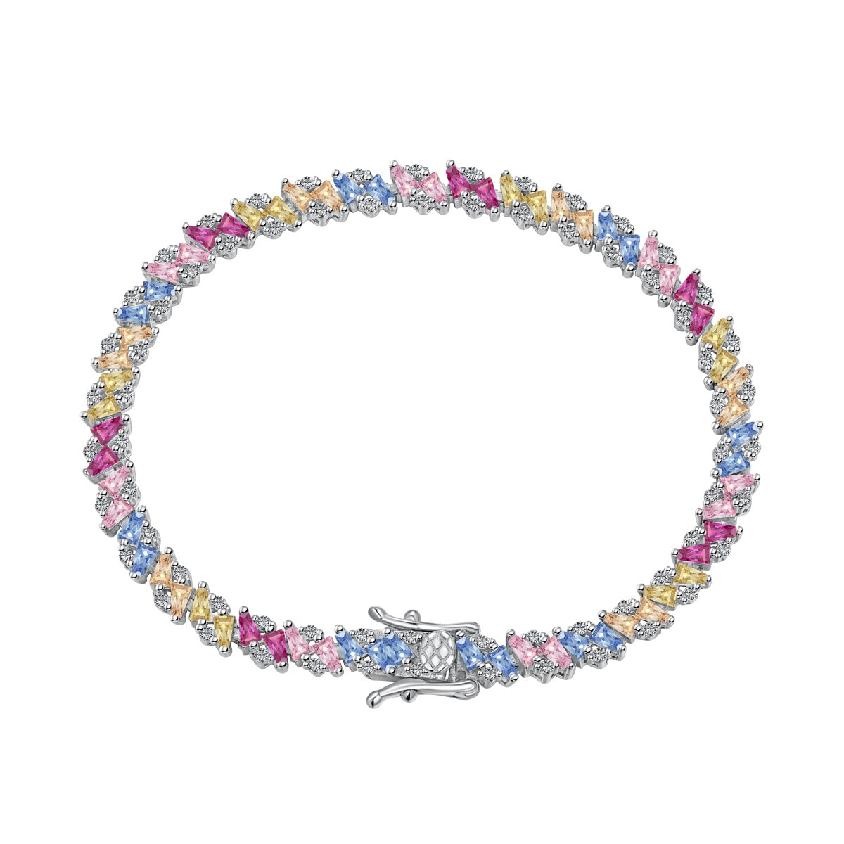 [Lumina Jewelry]Ornate Sparkling Multi Cut Party Bracelet
