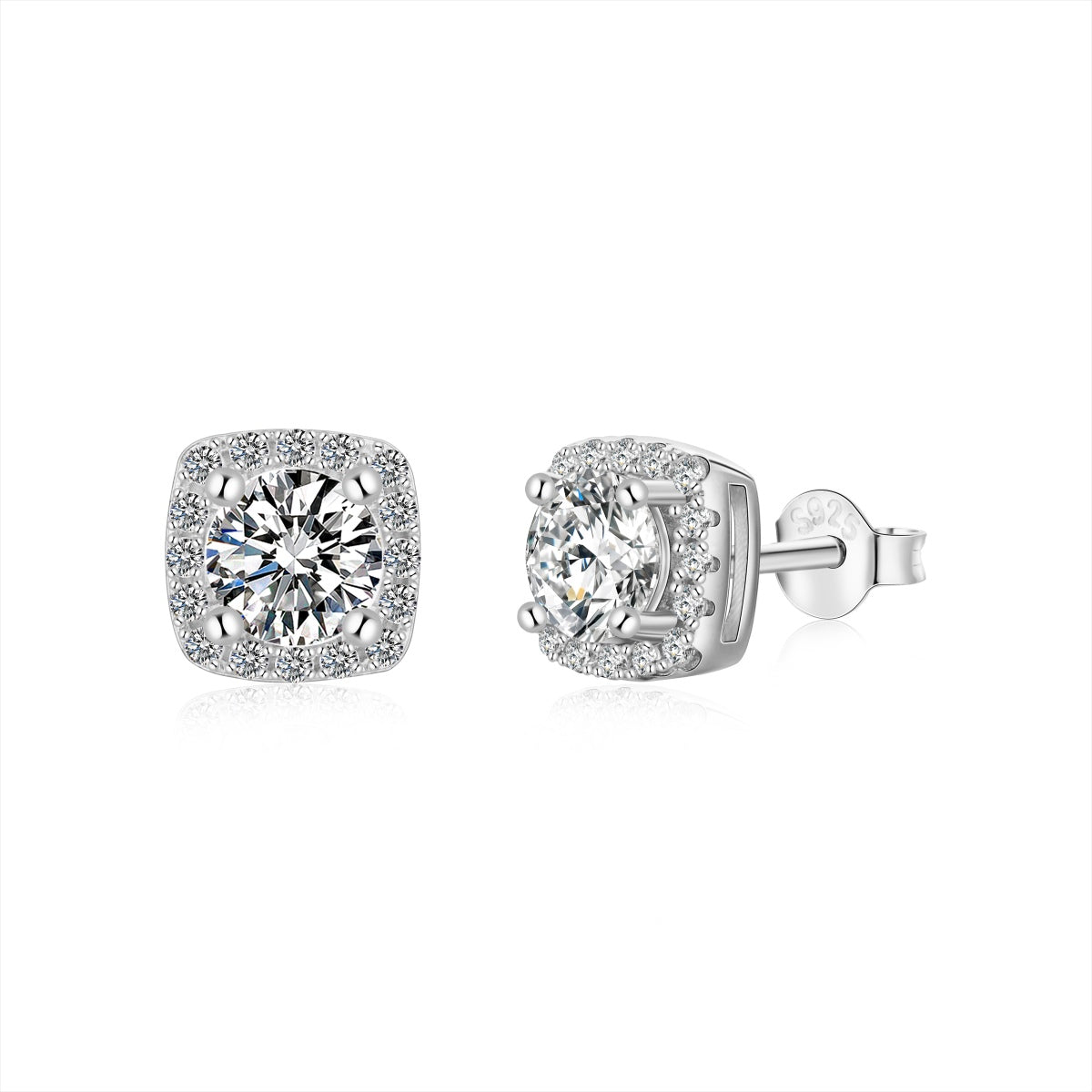 [Lumina Jewelry]Classic Round Center Stone Stud Earrings