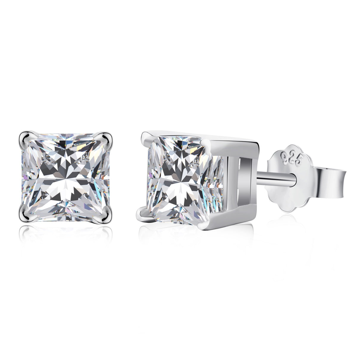 [Lumina Jewelry]1.0 Carat Radiant Princess Cut Wedding Earrings