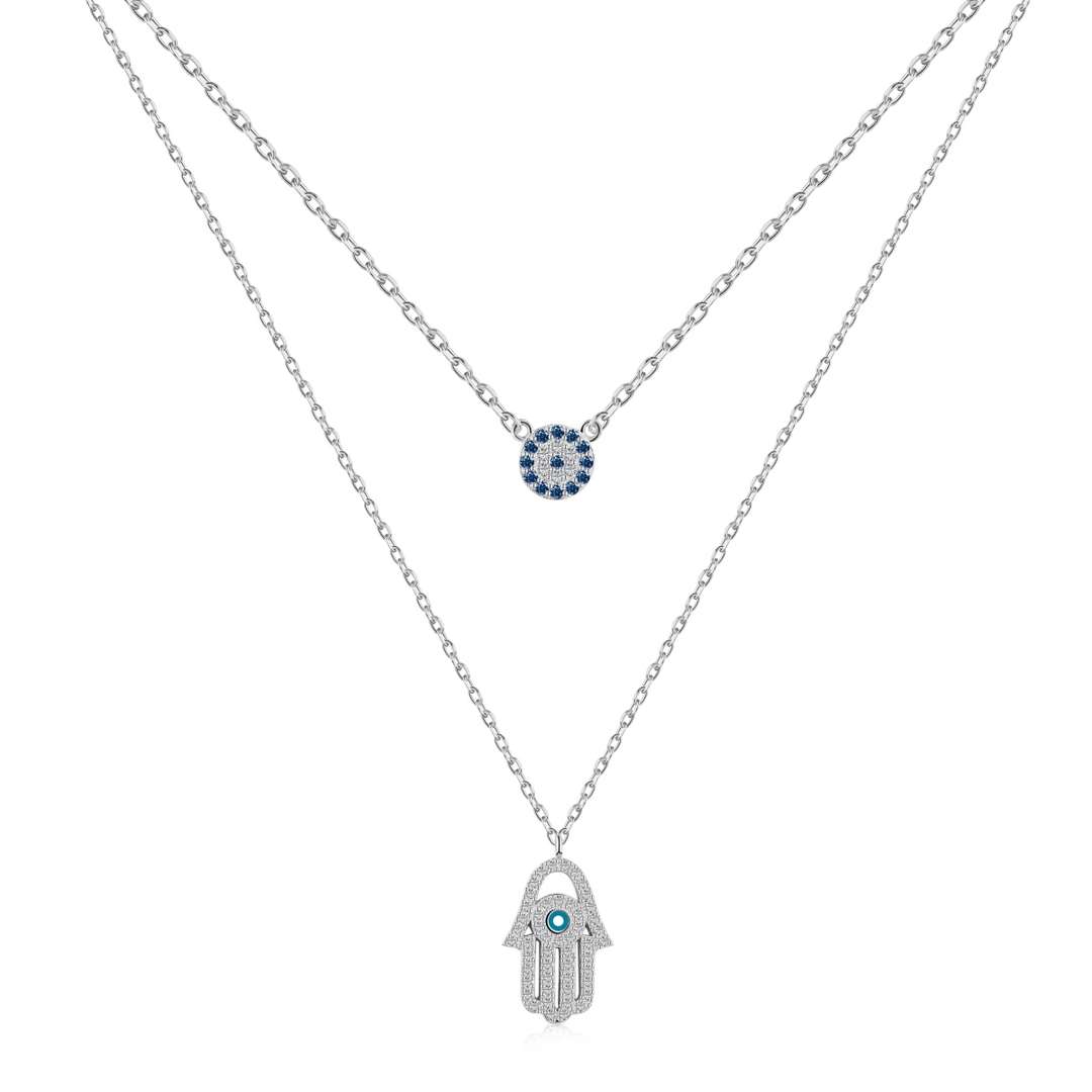 [Lumina Jewelry]Demon Eye Hamsa Palm Necklace