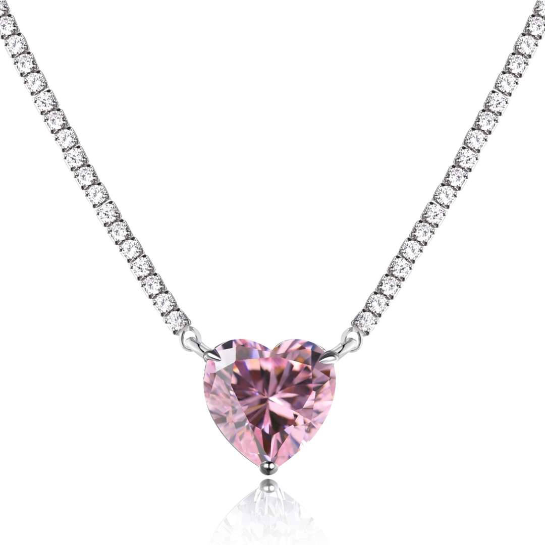 [Lumina Jewelry]8.0 Carat Versatile Colorful Sweet Heart-Shaped Tennis Necklace