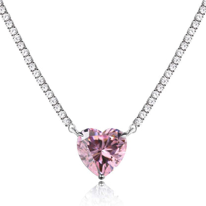 [Lumina Jewelry]8.0 Carat Versatile Colorful Sweet Heart-Shaped Tennis Necklace
