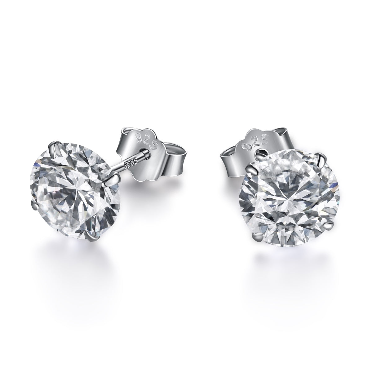 [Lumina Jewelry]Stylish Shiny Round Center Stone Stud Earrings
