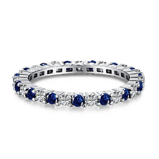 [Lumina Jewelry]Exquisite Colorful Round Cut Tennis Ring