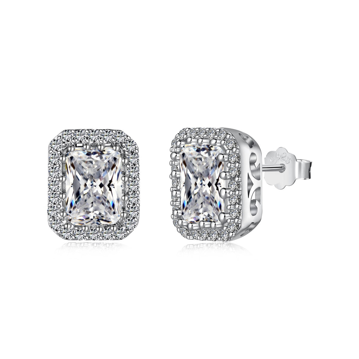 [Lumina Jewelry]1.0 Carat Luxurious Dainty Emerald Cut Daily Earrings