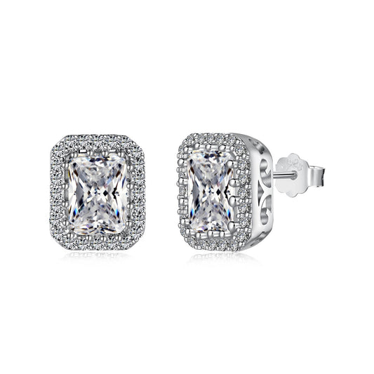[Lumina Jewelry]1.0 Carat Luxurious Dainty Emerald Cut Daily Earrings