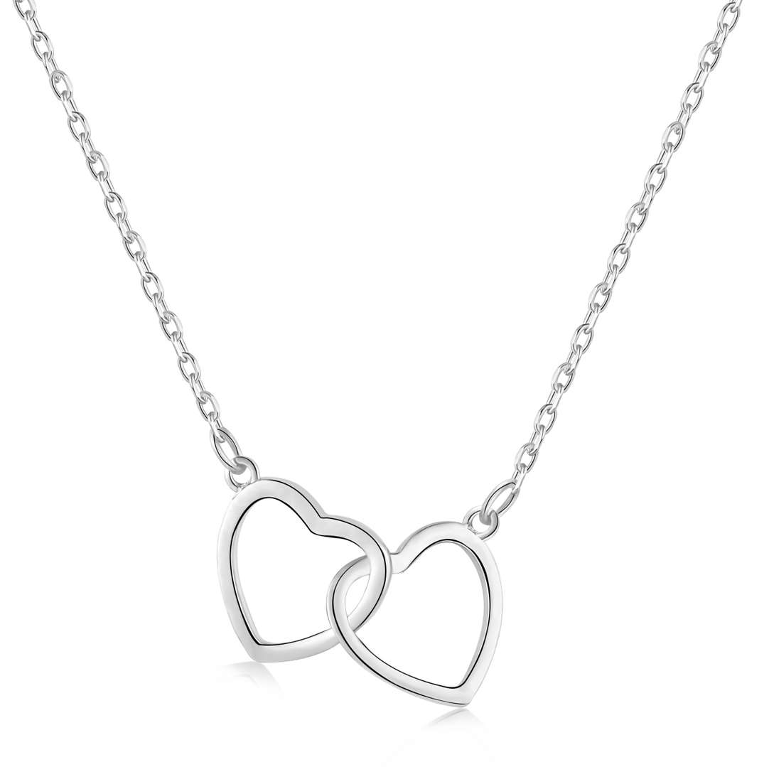 [Lumina Jewelry]Sterling Silver Love Double Ring Necklace
