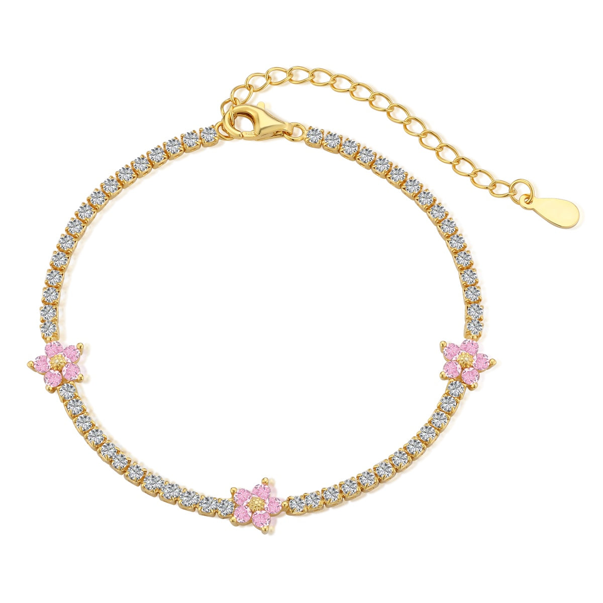 [Lumina Jewelry]Sparkling Flower Shape Tennis Bracelet