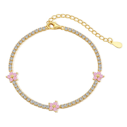 [Lumina Jewelry]Sparkling Flower Shape Tennis Bracelet