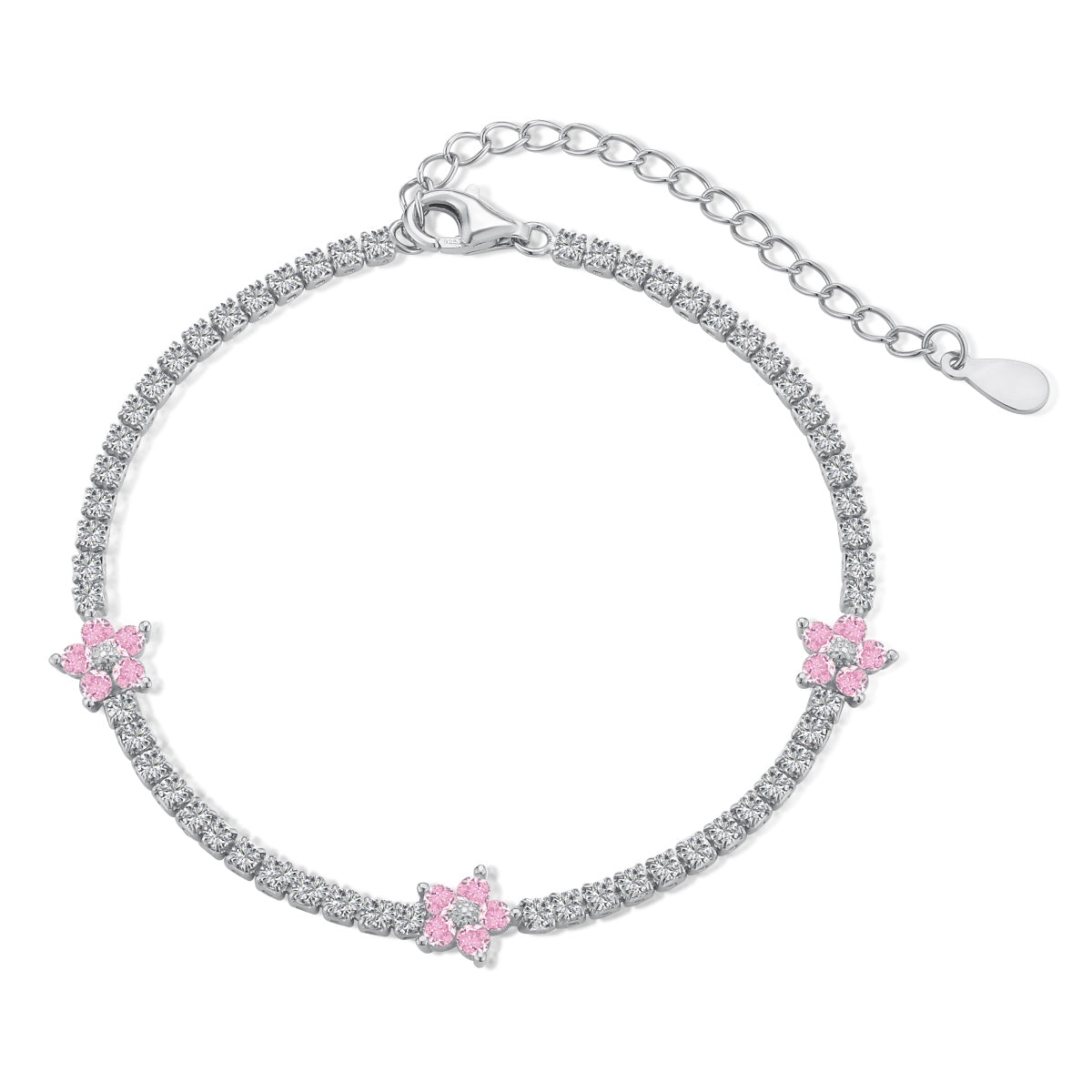 [Lumina Jewelry]Sparkling Flower Shape Tennis Bracelet