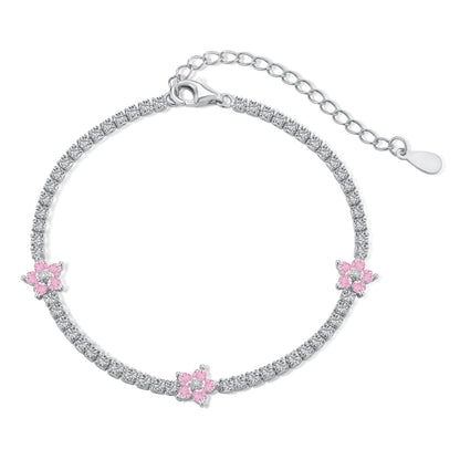 [Lumina Jewelry]Sparkling Flower Shape Tennis Bracelet