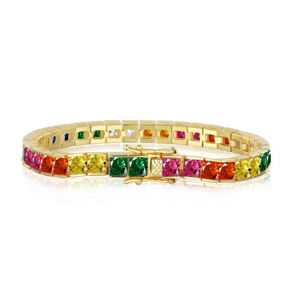 [Lumina Jewelry]Radiant Colorful Princess Cut Tennis Bracelet