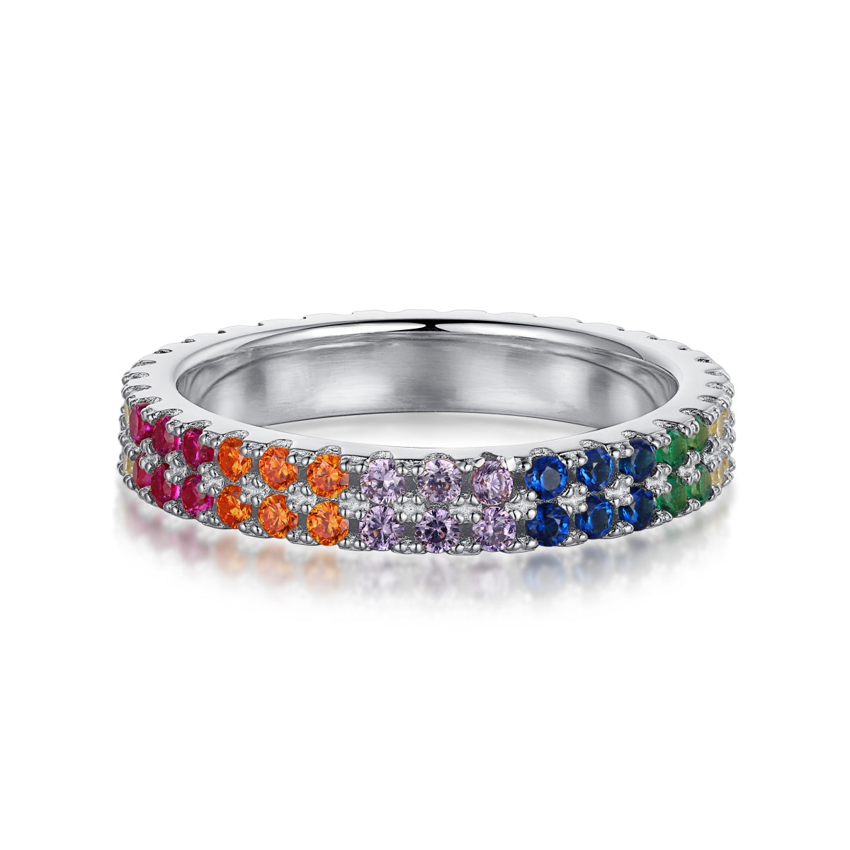 [Lumina Jewelry]Unique Colorful Round Cut Tennis Ring