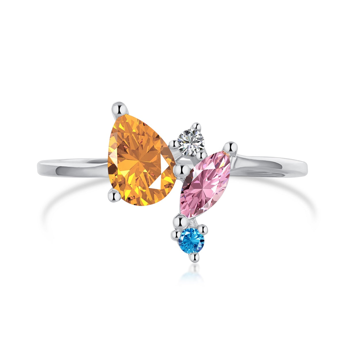 [Lumina Jewelry]Radiant Colorful Multi Cut Daily Ring