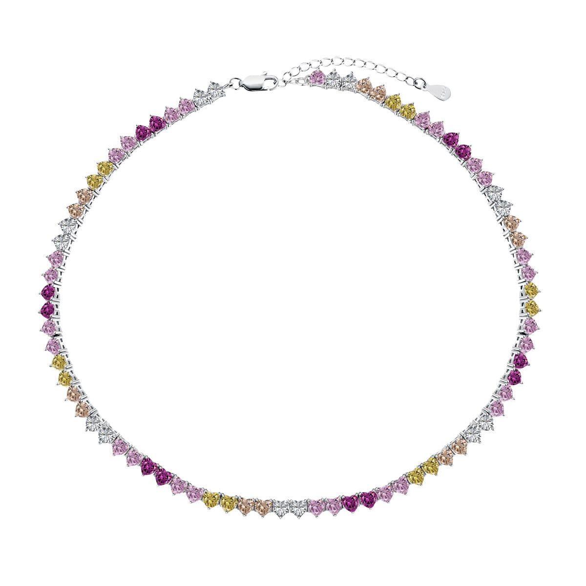 [Lumina Jewelry]Sparkling Colorful Full Heart Tennis Necklace
