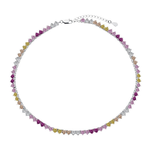 [Lumina Jewelry]Sparkling Colorful Full Heart Tennis Necklace