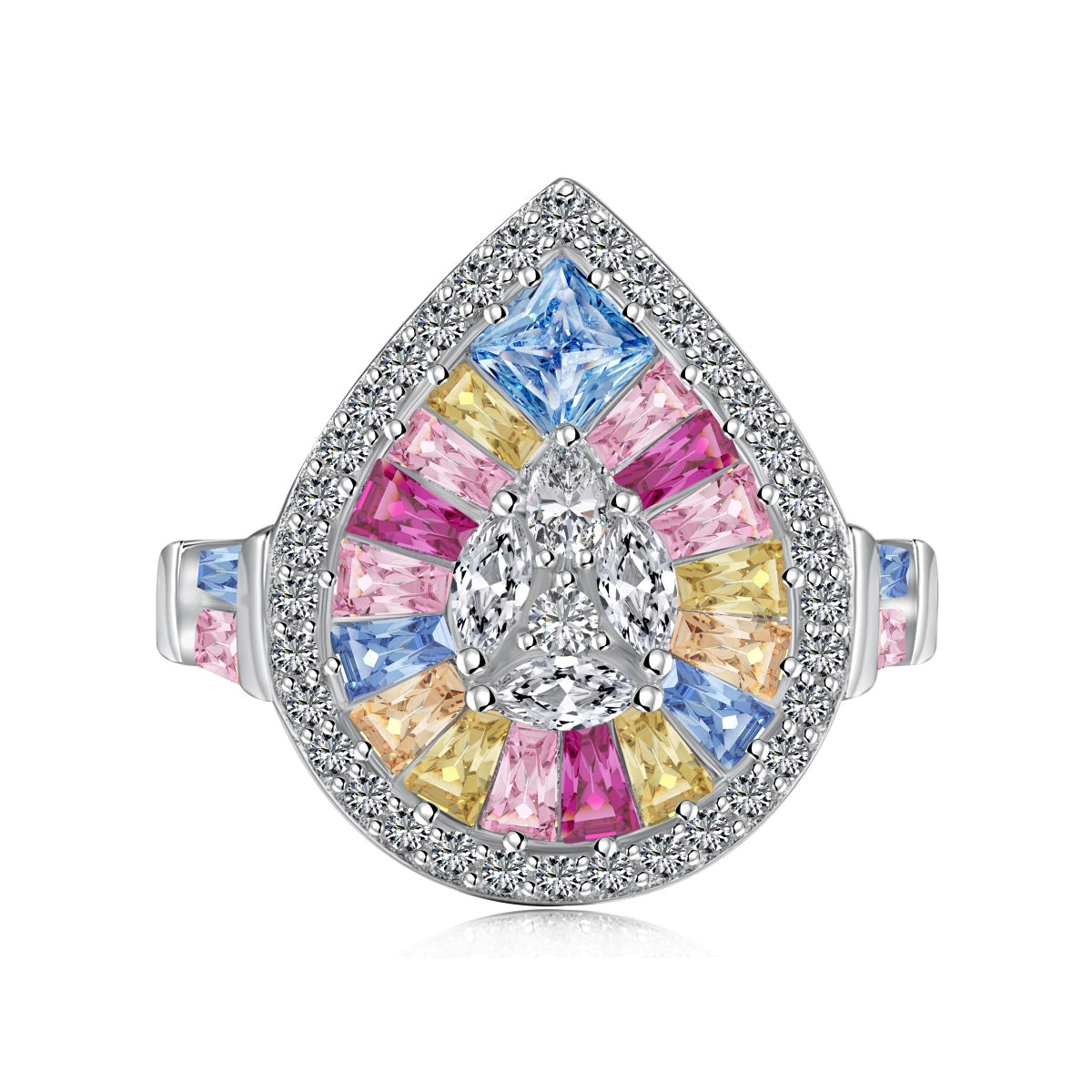[Lumina Jewelry]Elegant Colorful Water Drop Shape Banquet Ring