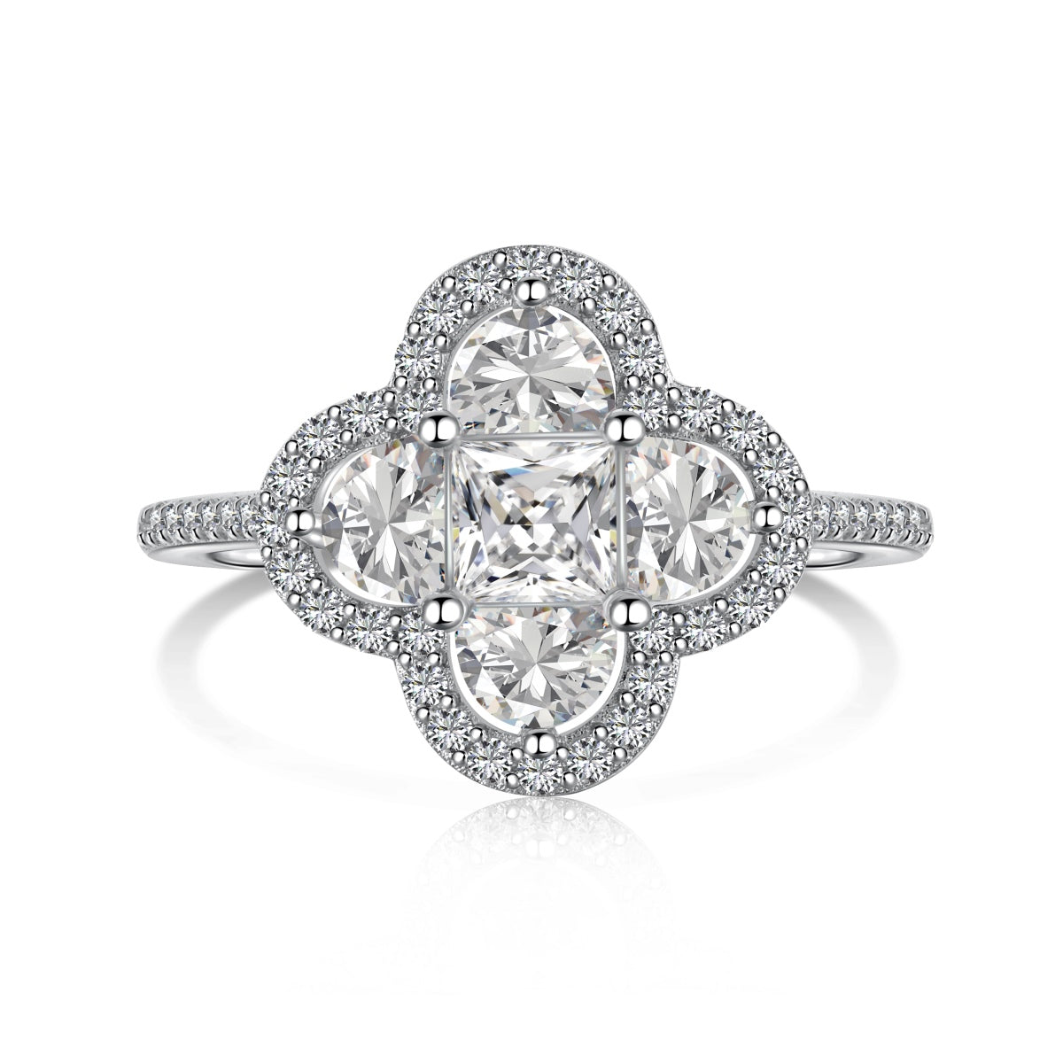 [Lumina Jewelry]Luxurious Eternity Flower Shape Banquet Ring