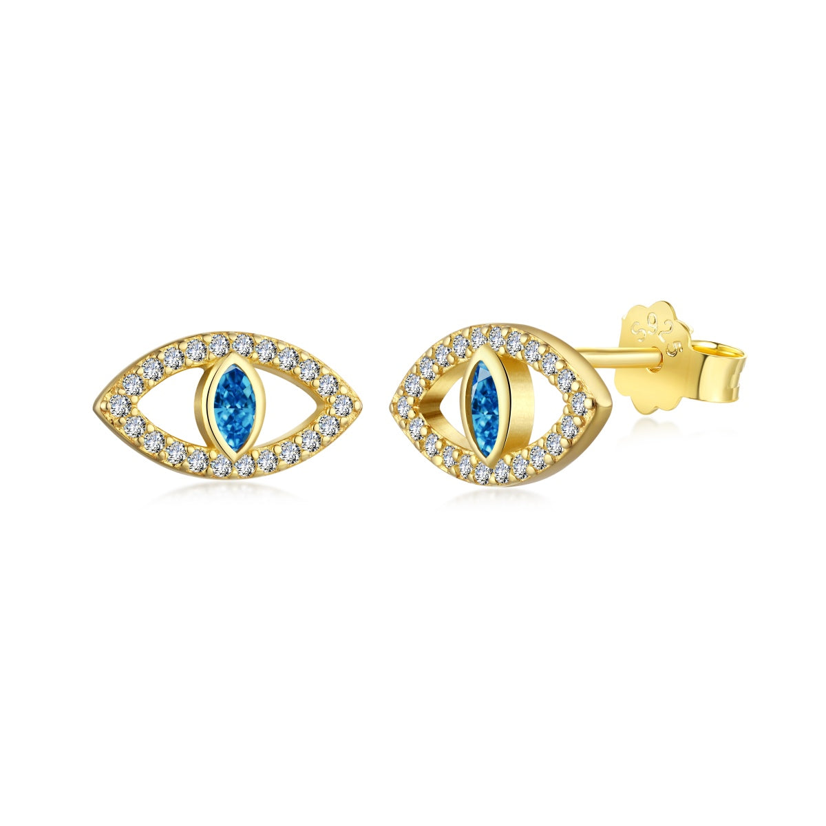 [Lumina Jewelry]Blue Devil Eyes Hollow Stud Earrings