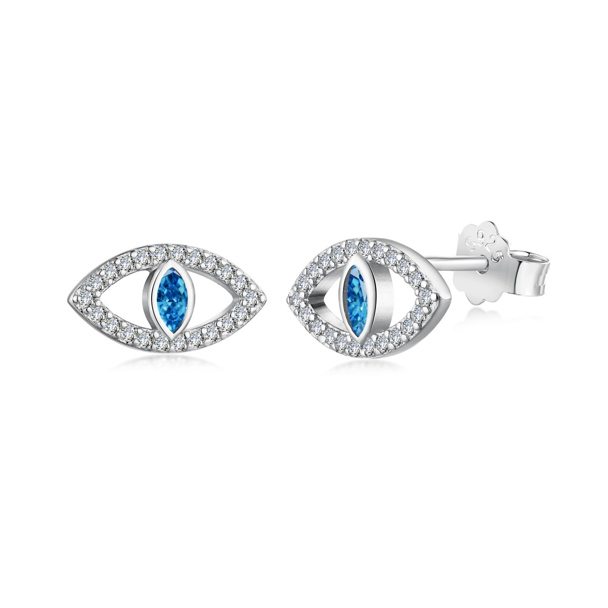 [Lumina Jewelry]Blue Devil Eyes Hollow Stud Earrings