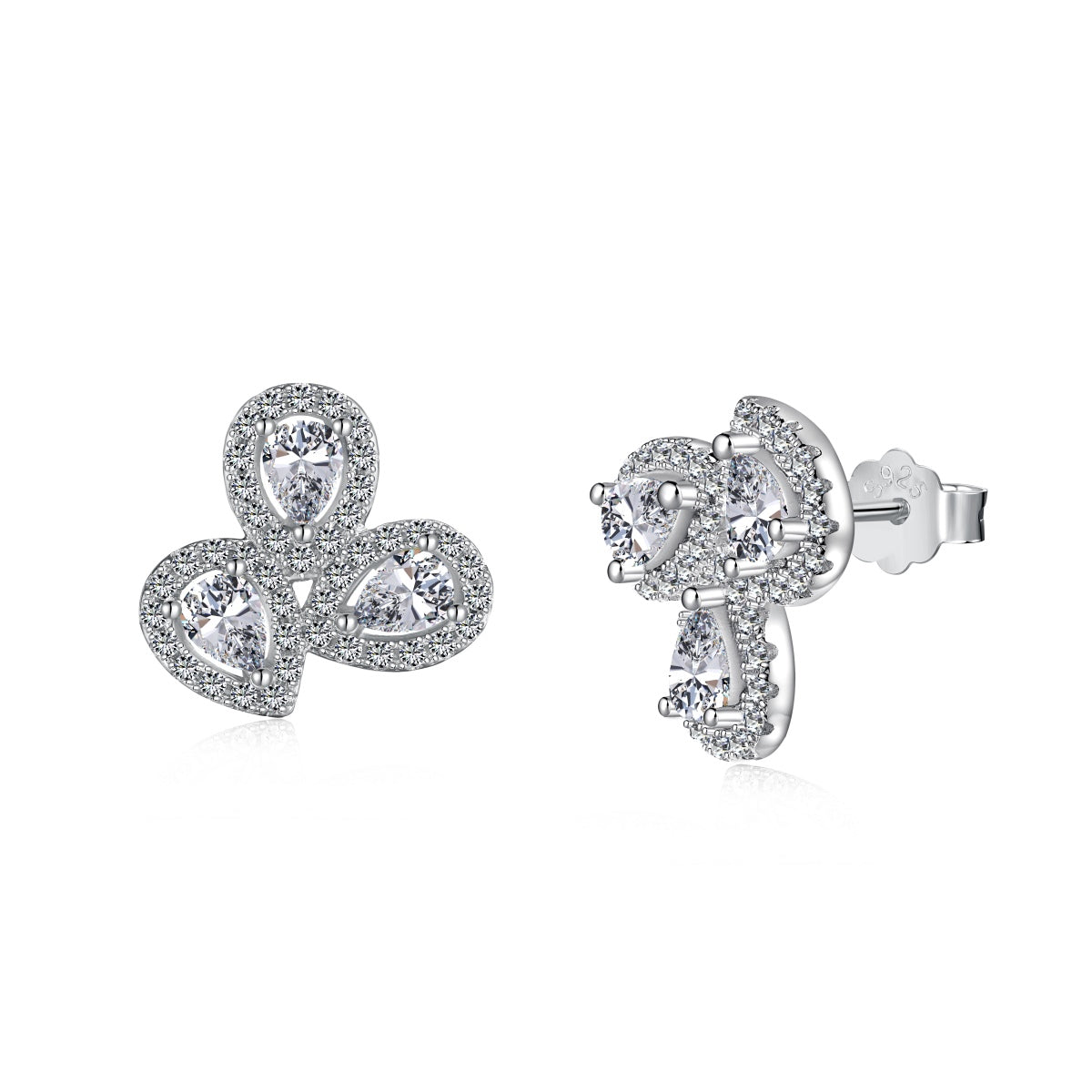 [Lumina Jewelry]Ornate Flower Shape Pear Cut Lover Earrings