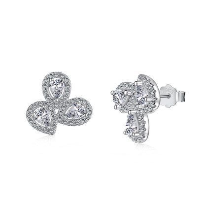 [Lumina Jewelry]Ornate Flower Shape Pear Cut Lover Earrings