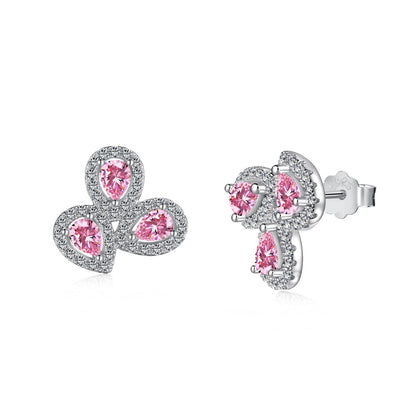 [Lumina Jewelry]Ornate Flower Shape Pear Cut Lover Earrings