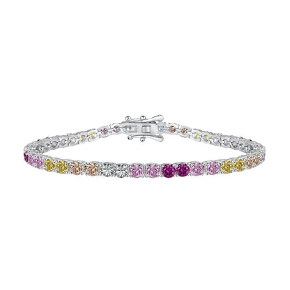 [Lumina Jewelry]Radiant Colorful Round Cut Tennis Bracelet
